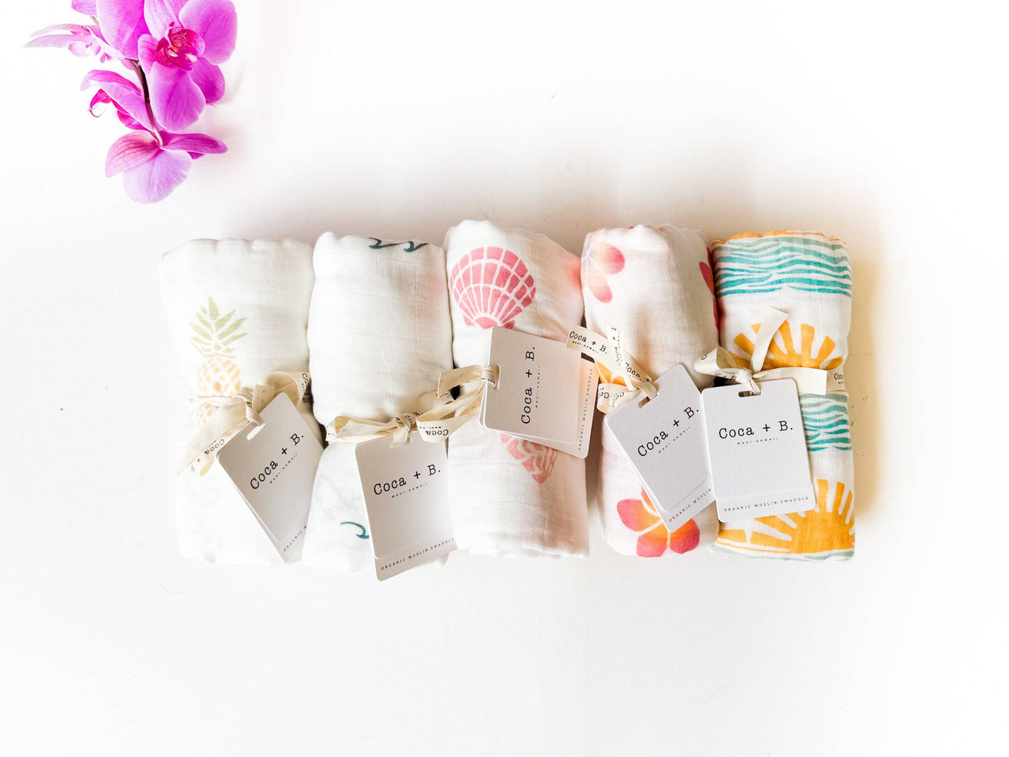 Seashell Print Organic Bamboo Swaddle - Beach Nursery Gift