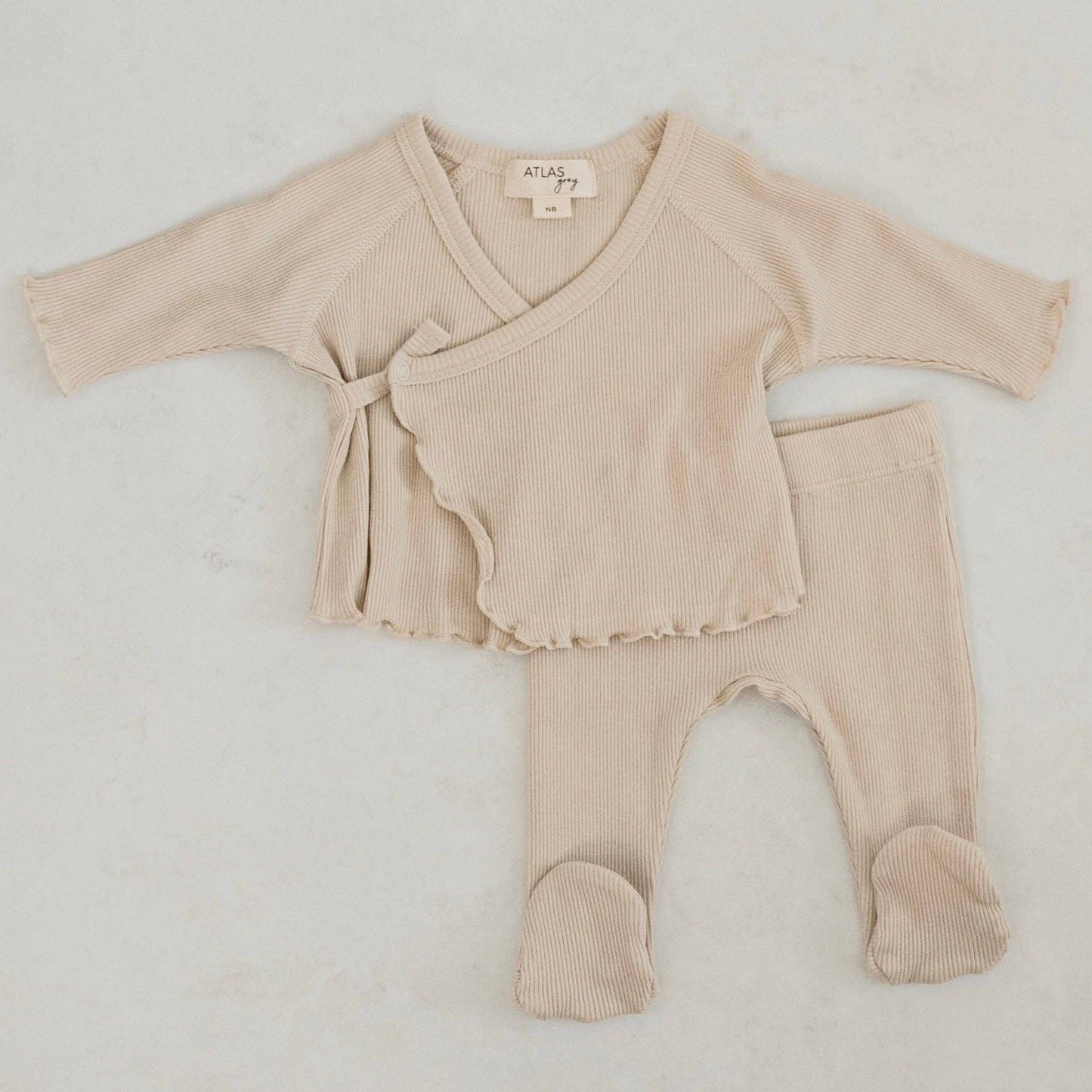Kimono Ribbed Set: Peony - Newborn