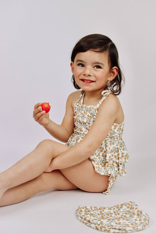 Orange 2 Piece Girls Swimsuit