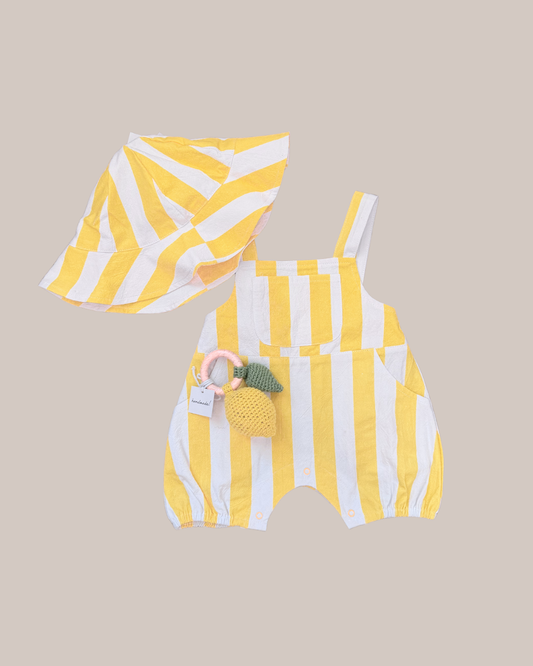 Yellow Stripe Life Overall Romper