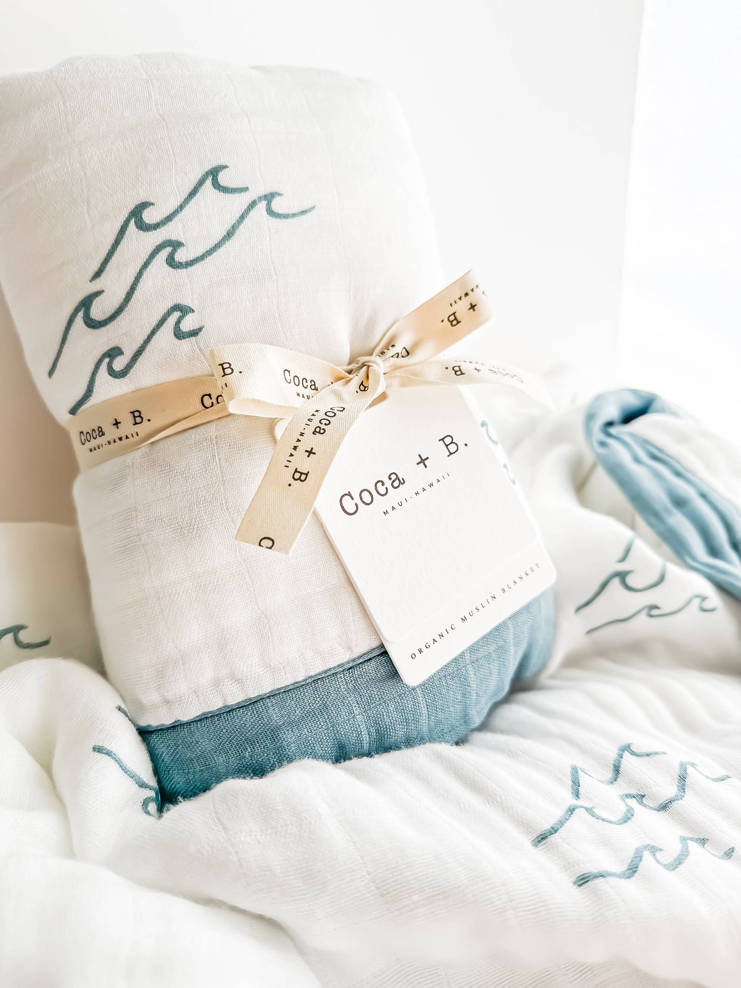 Nautical Surfer Wave Organic Bamboo Blanket - Beach Nursery