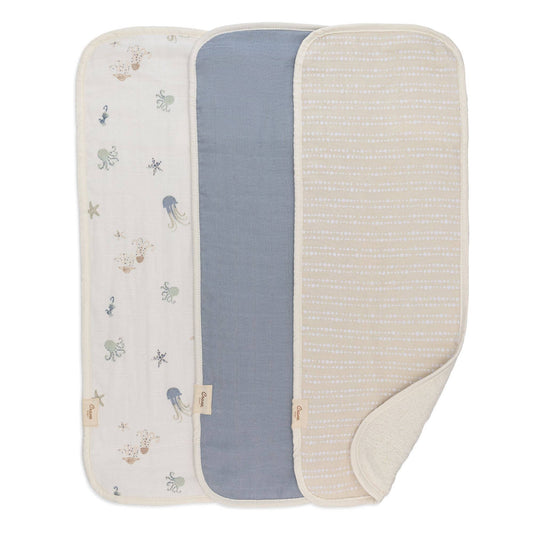 3-pc Baby Burp Cloth Set - Ocean