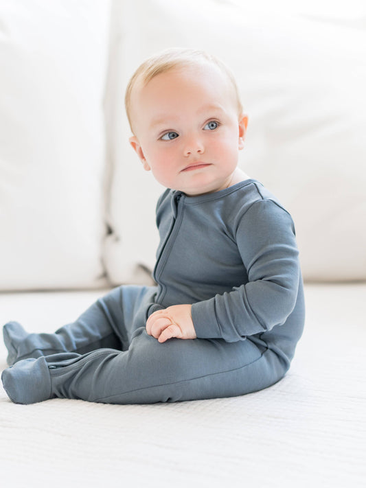 Organic Baby Peyton Zipper Sleeper - Harbor Blue