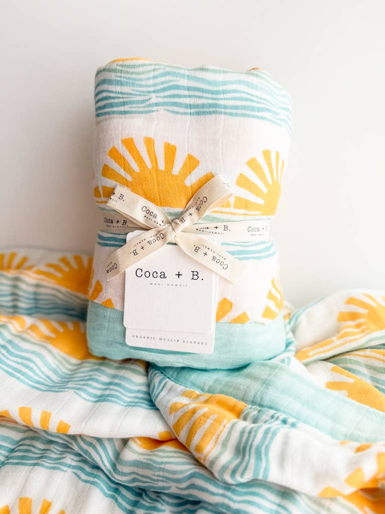 Sun + Wave Surfer, Nautical Organic Bamboo Blend Blanket