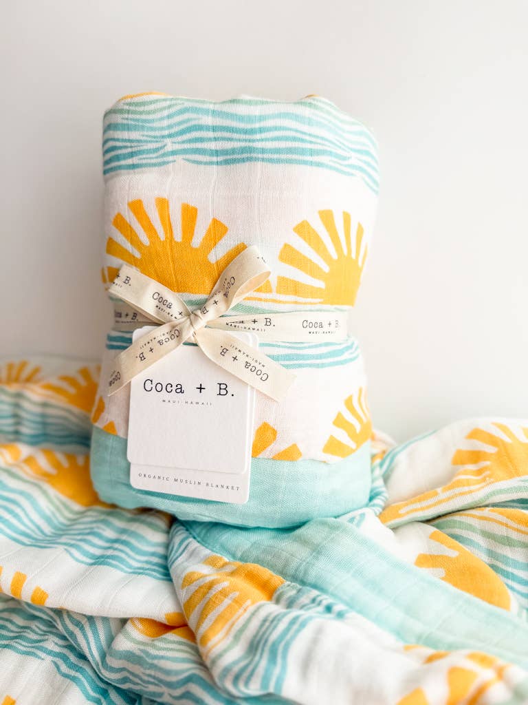 Sun + Wave Surfer, Nautical Organic Bamboo Blend Blanket