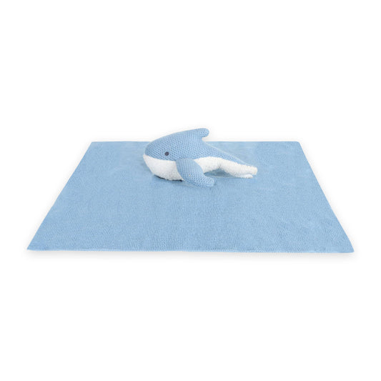 Blue Whale - Organic Baby Lovey Security Blanket