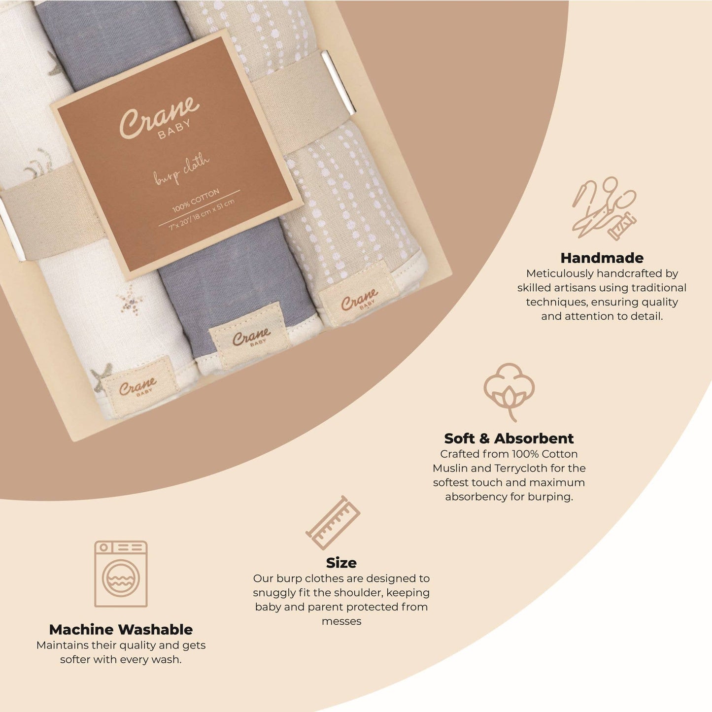 3-pc Baby Burp Cloth Set - Ocean