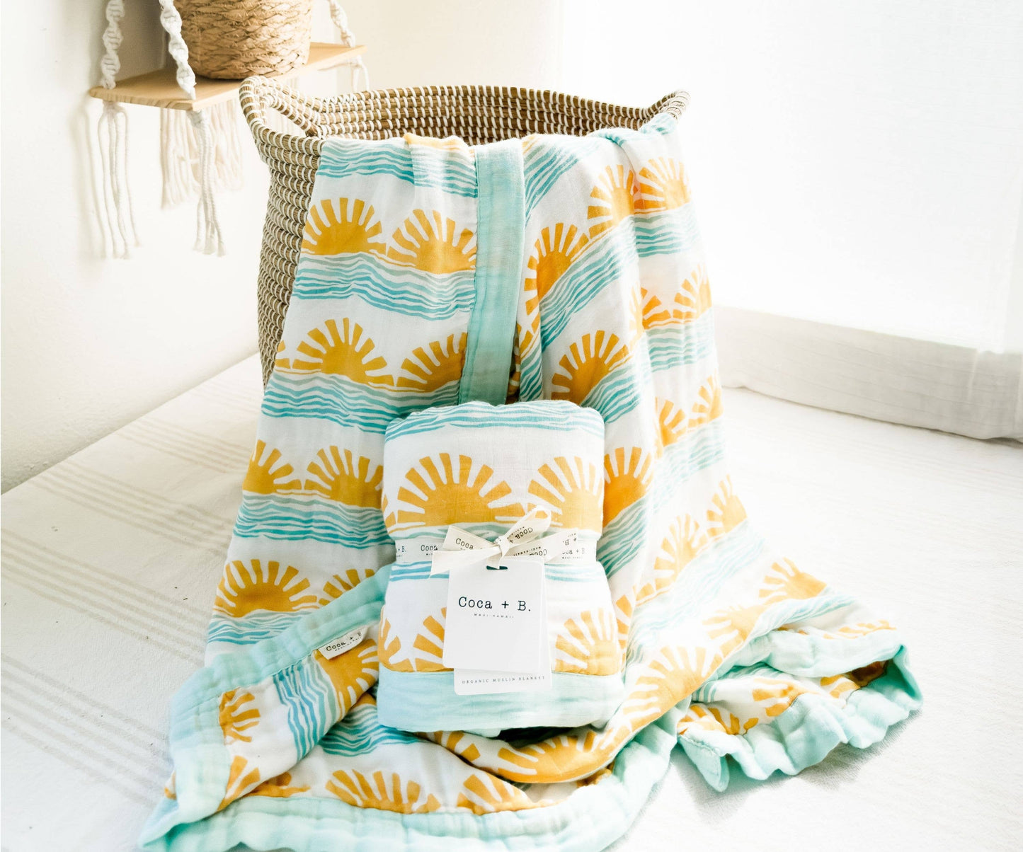 Sun + Wave Surfer, Nautical Organic Bamboo Blend Blanket