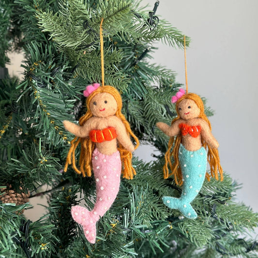 Felt Blond Pink Mermaid Ornament
