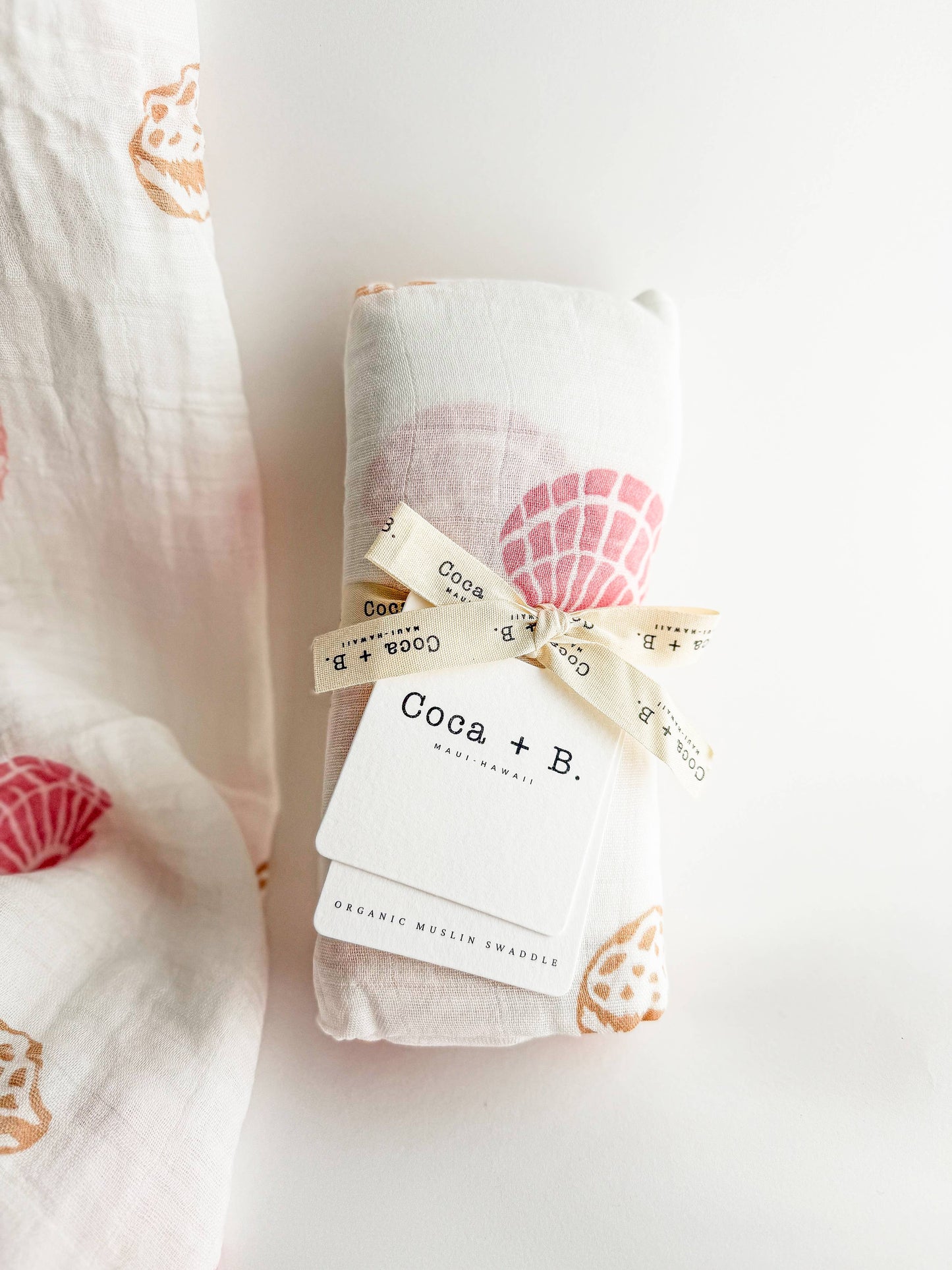 Seashell Print Organic Bamboo Swaddle - Beach Nursery Gift