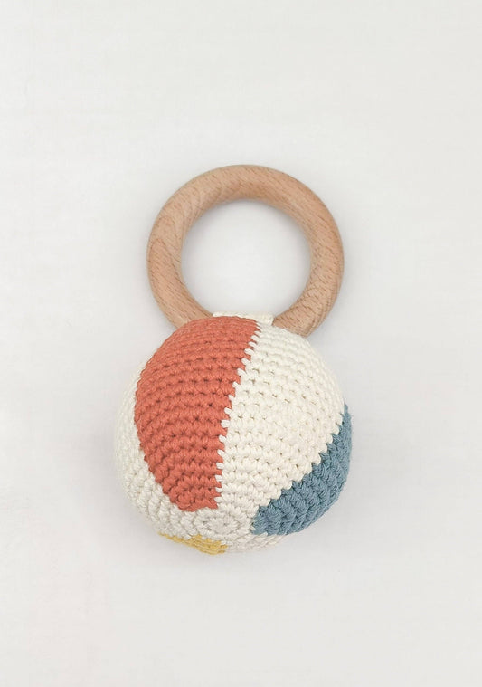 Teether Beach Cotton Crochet Rattle Ball: Orange
