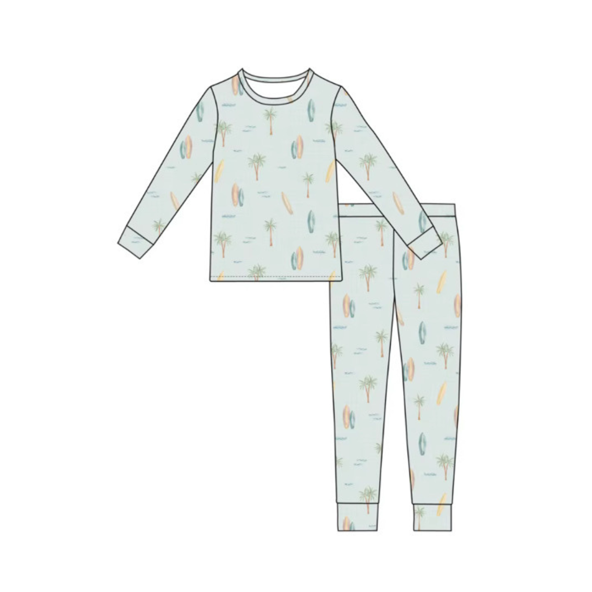 Bamboo Two Piece Toddler Pajama Set - Surf
