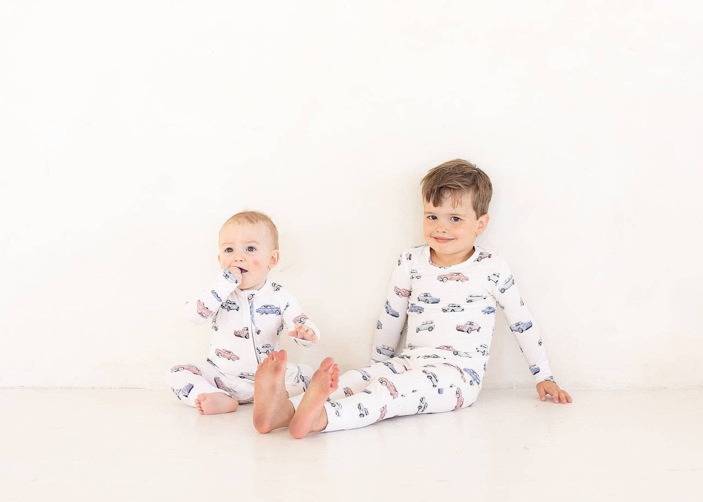 Vintage Cars Ribbed Bamboo Two Piece Pajamas