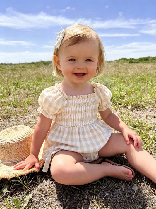 Honeysuckle Plaid Romper