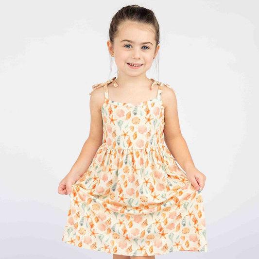 Sandy Seashells Beachy Kids Bamboo Sundress