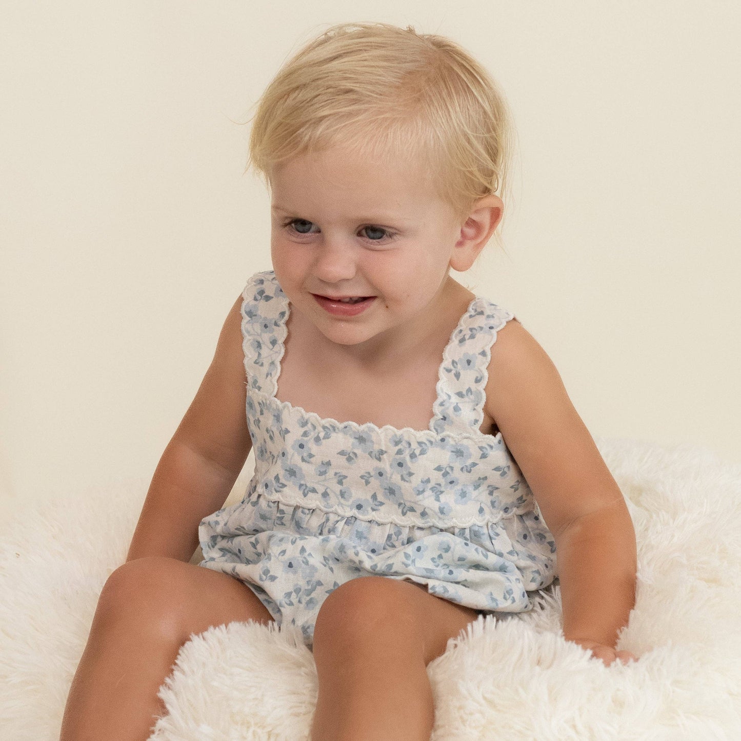 Blue Vines Organic Scalloped Top & Bloomers Set