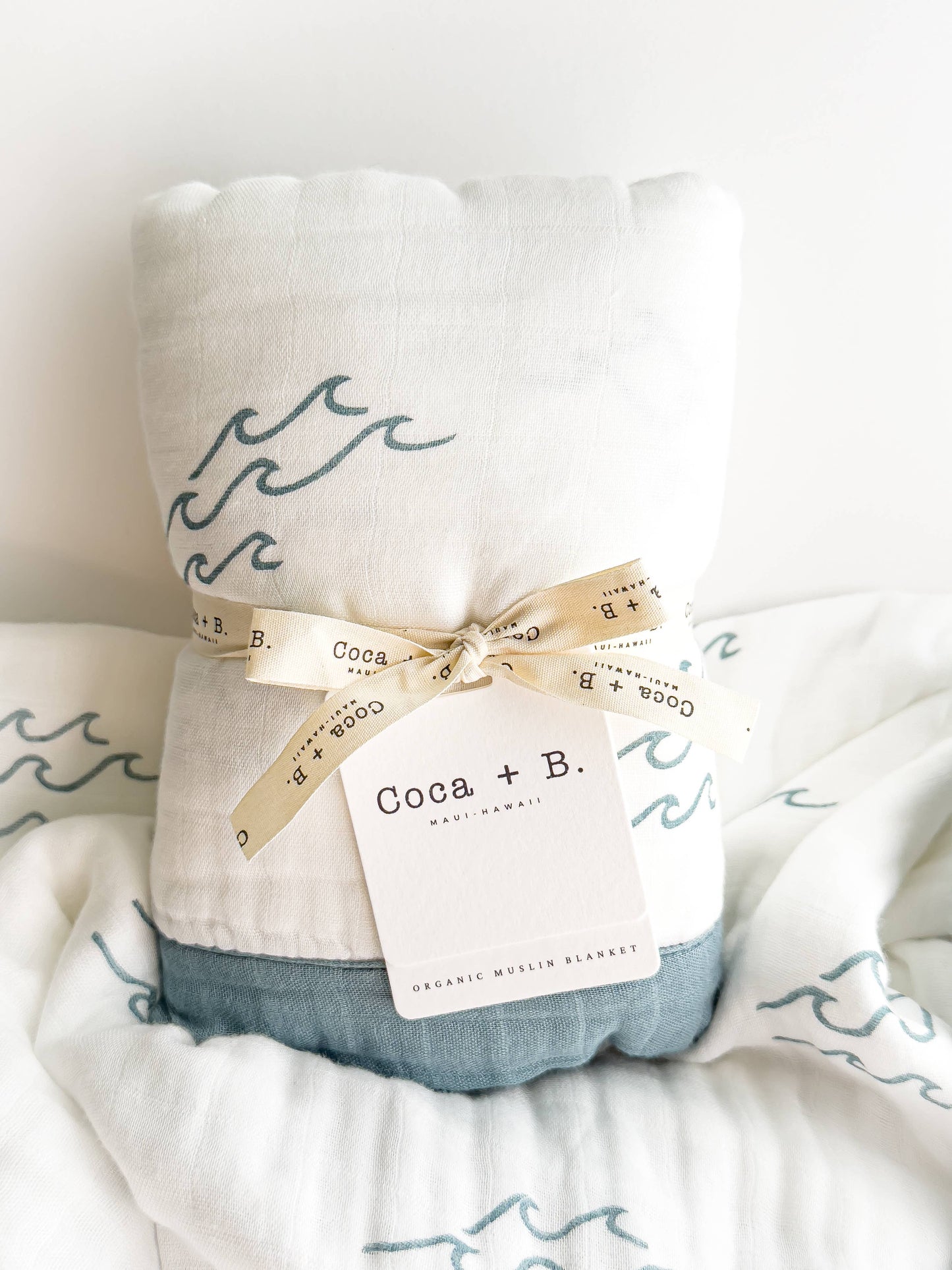 Nautical Surfer Wave Organic Bamboo Blanket - Beach Nursery