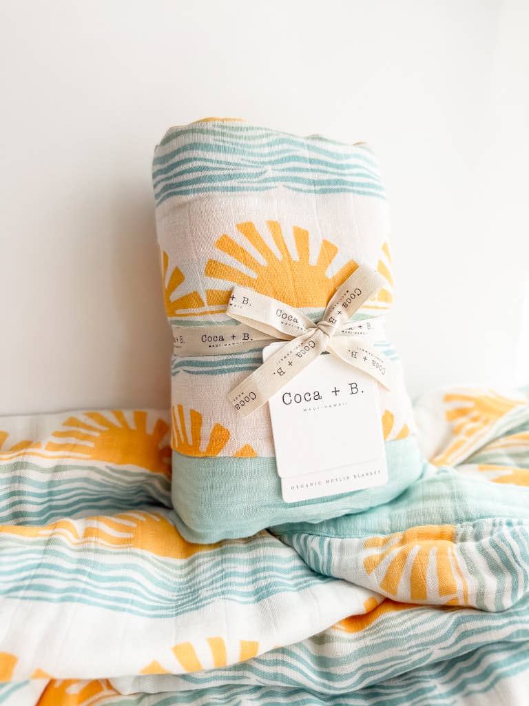 Sun + Wave Surfer, Nautical Organic Bamboo Blend Blanket