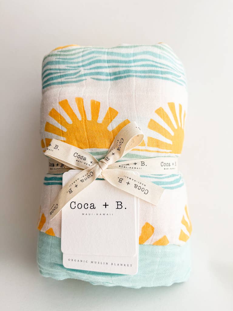 Sun + Wave Surfer, Nautical Organic Bamboo Blend Blanket