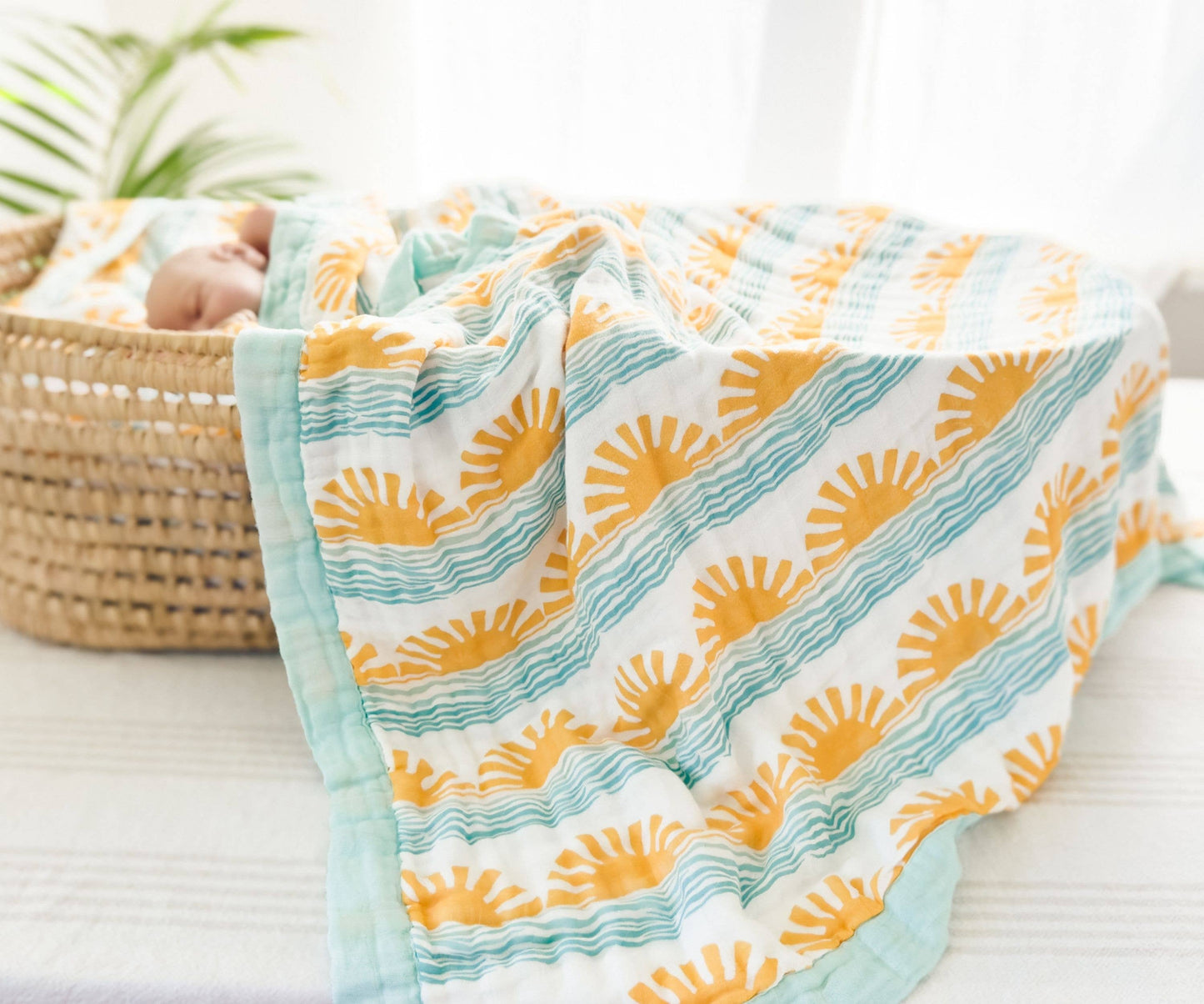 Sun + Wave Surfer, Nautical Organic Bamboo Blend Blanket