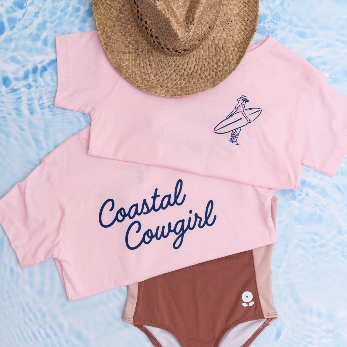 Coastal Cowgirl Surfboard Girls Beach Summer Kid Shirt