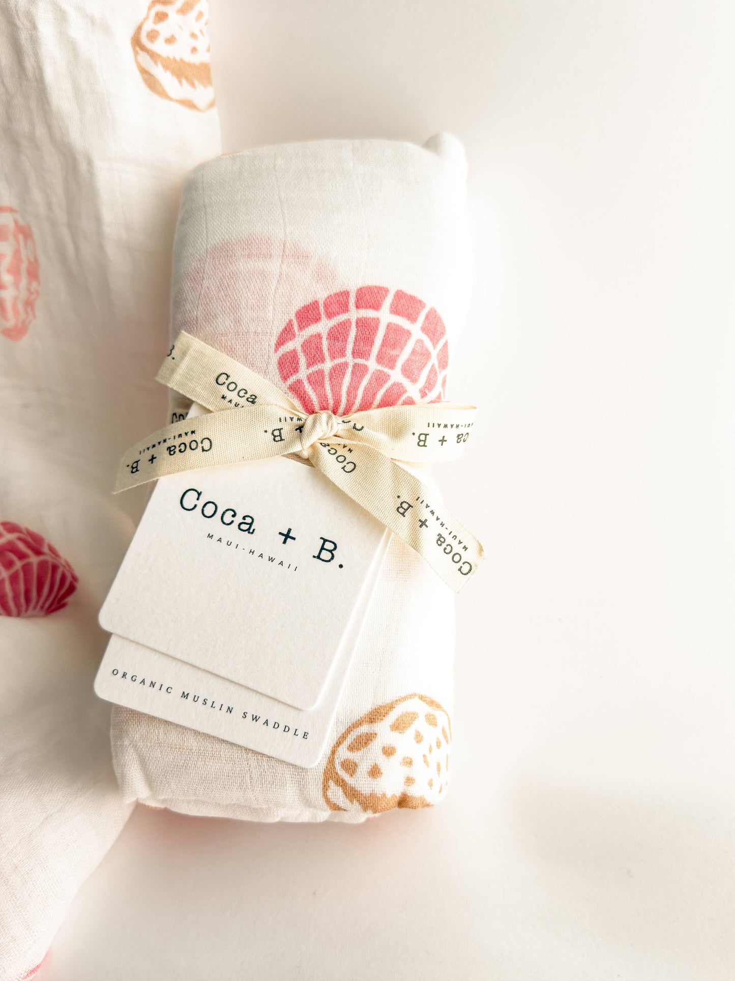 Seashell Print Organic Bamboo Swaddle - Beach Nursery Gift