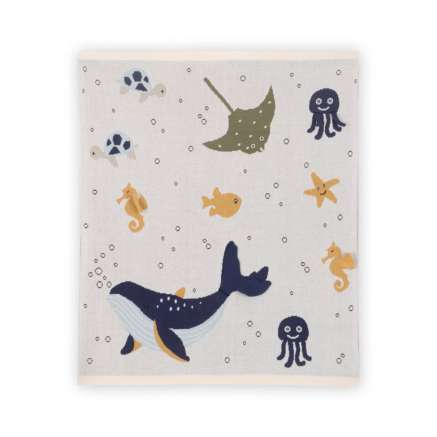 Ocean Life 3D - Organic Jacquard Sweater Knit Baby Blanket