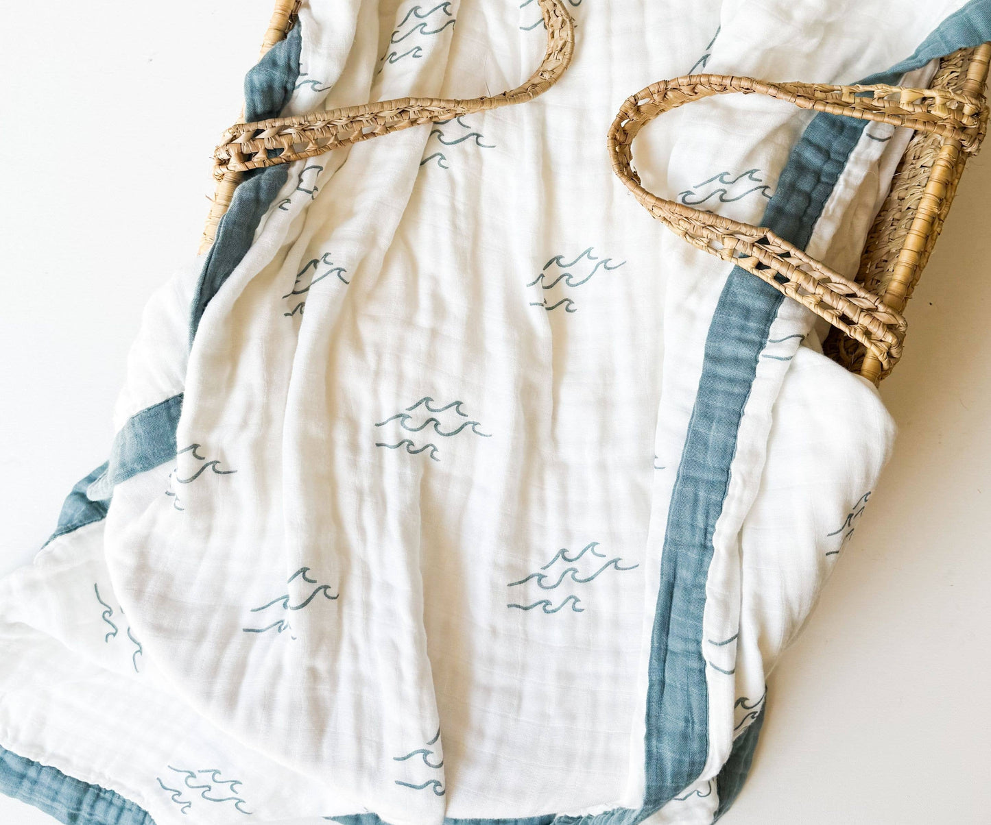 Nautical Surfer Wave Organic Bamboo Blanket - Beach Nursery