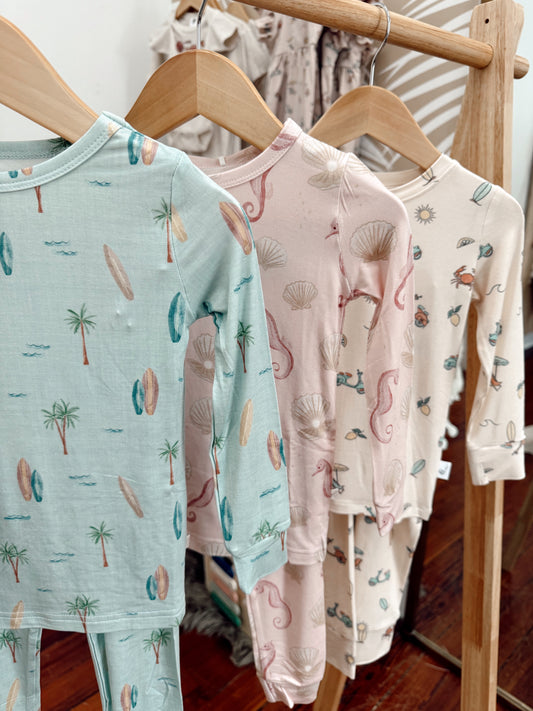 Bamboo Two Piece Toddler Pajama Set - Seahorse