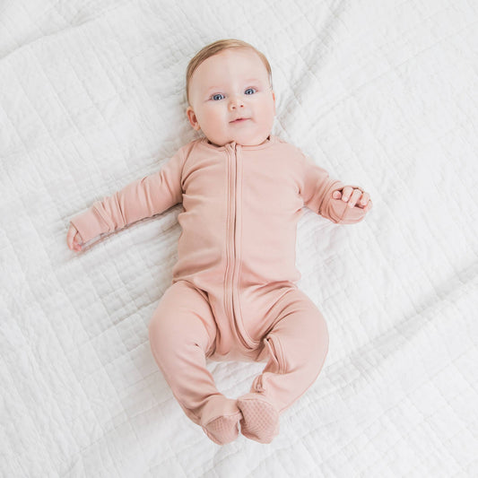 Organic Baby Peyton Zipper Sleeper - Blush