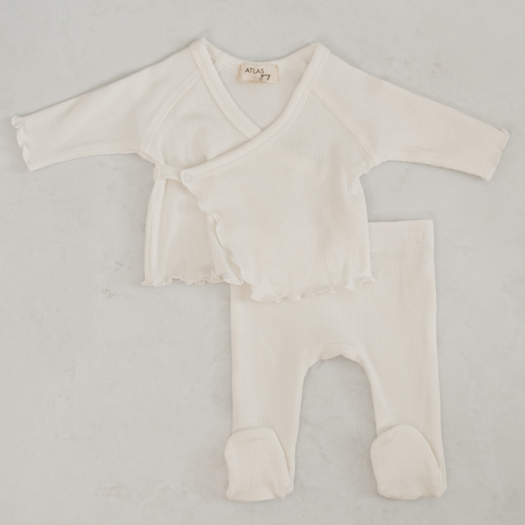 Kimono Ribbed Set: Peony - Newborn