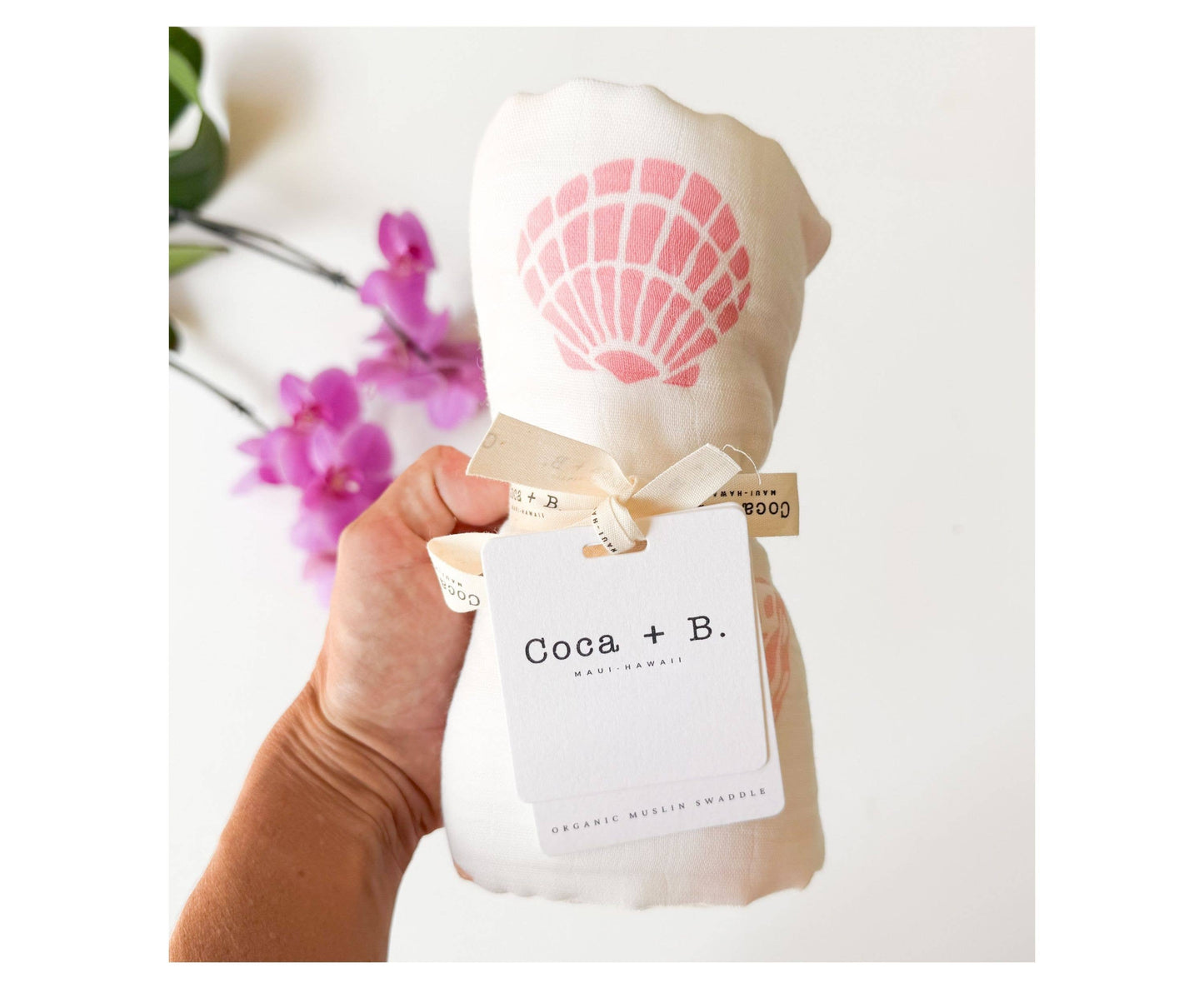Seashell Print Organic Bamboo Swaddle - Beach Nursery Gift