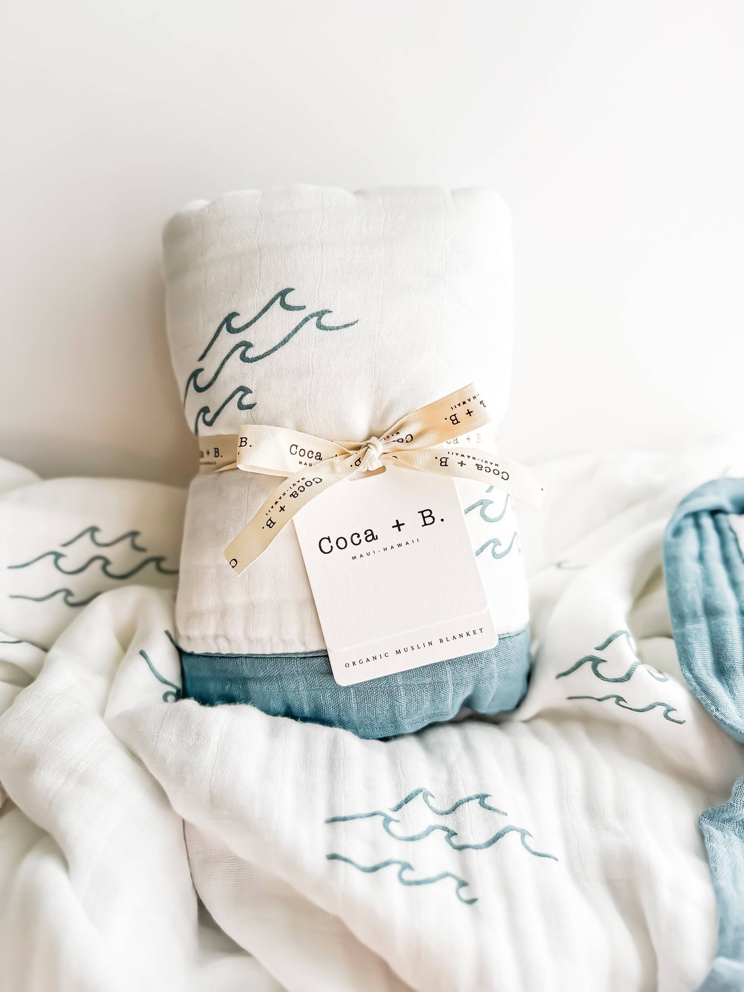 Nautical Surfer Wave Organic Bamboo Blanket - Beach Nursery
