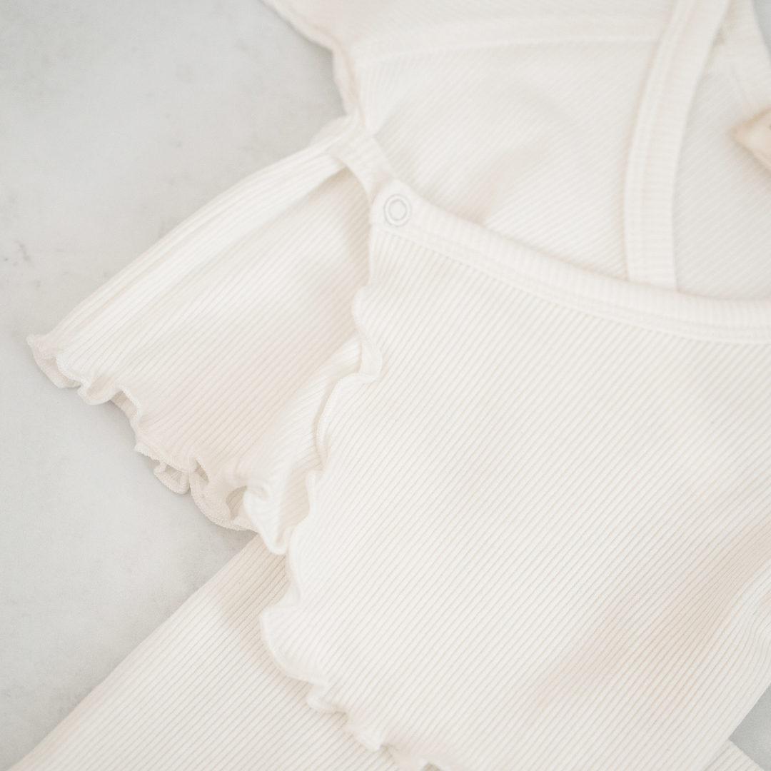 Kimono Ribbed Set: Peony - Newborn