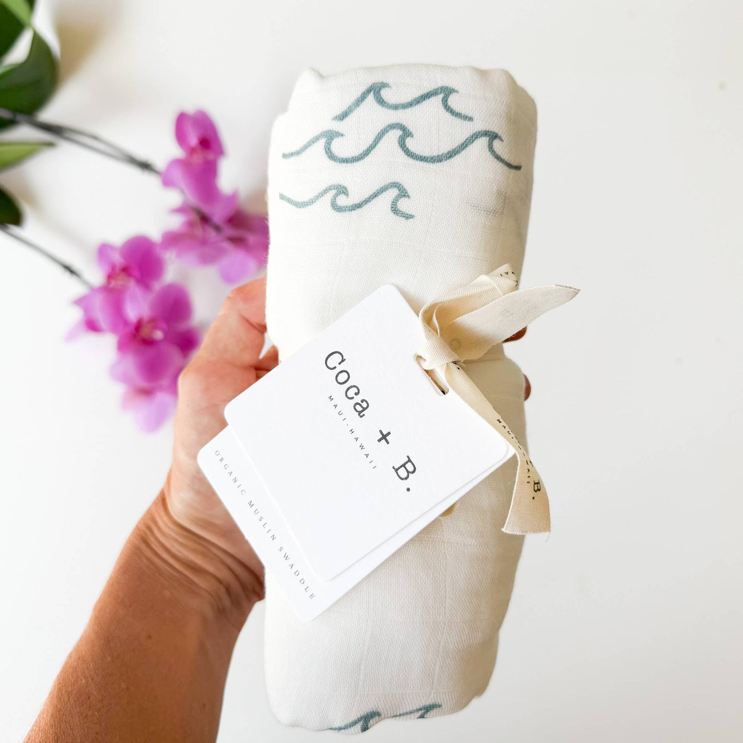 Surfer Wave Organic Bamboo Swaddle + Beach Nursery Decor