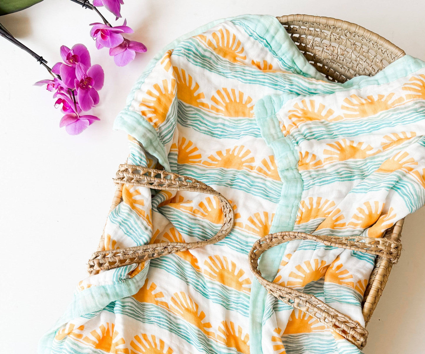 Sun + Wave Surfer, Nautical Organic Bamboo Blend Blanket