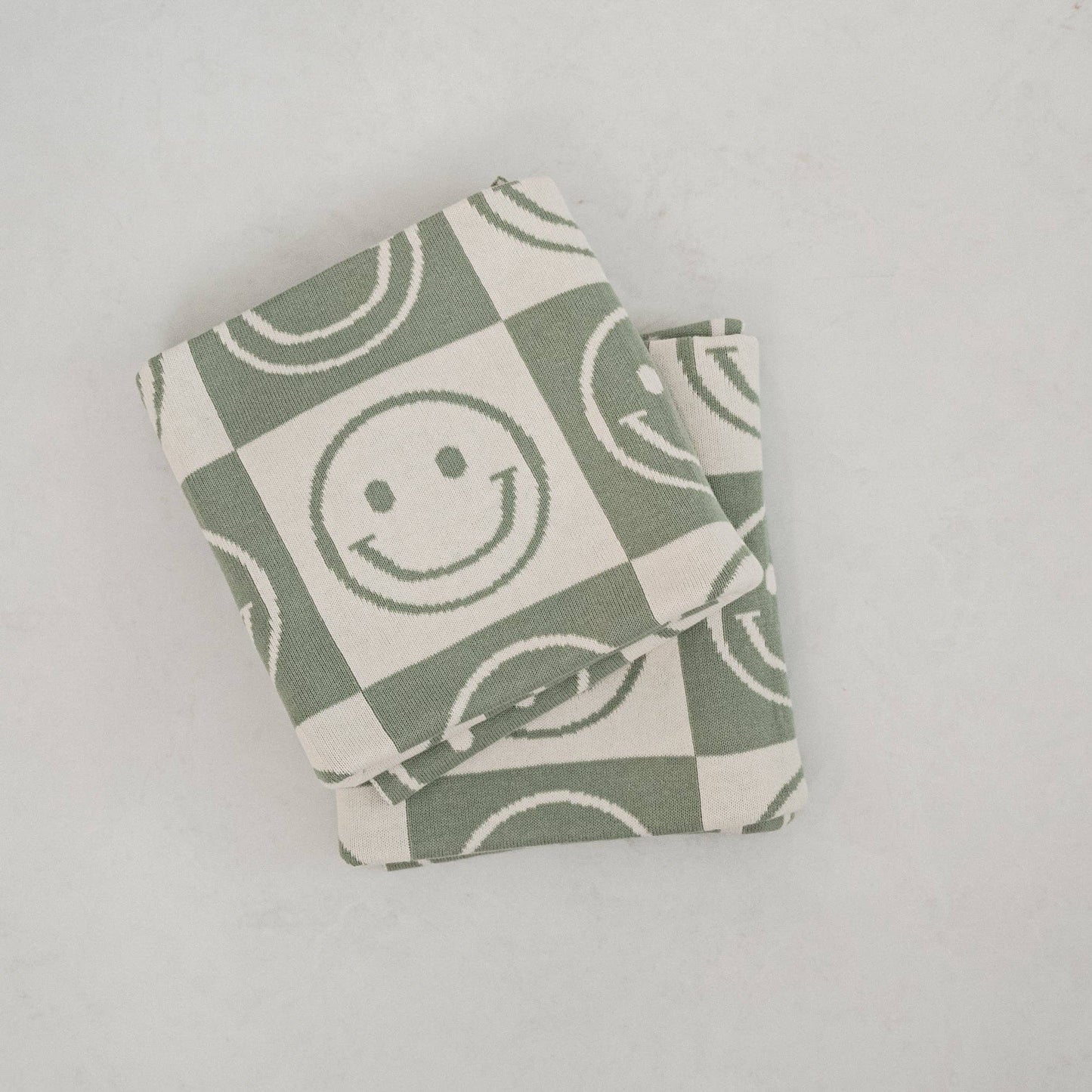 Smiley Knit Blanket: Latte/Coconut Milk