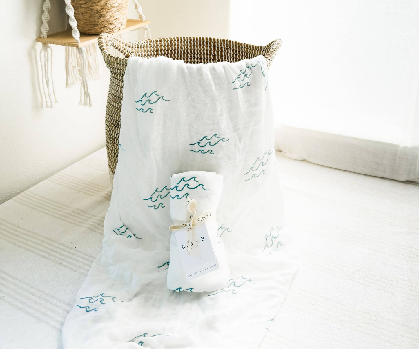 Surfer Wave Organic Bamboo Swaddle + Beach Nursery Decor