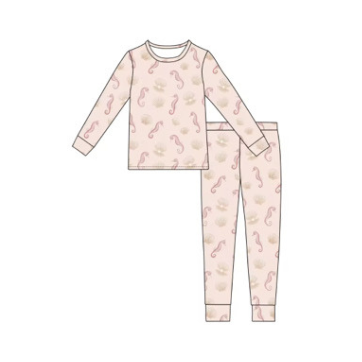 Bamboo Two Piece Toddler Pajama Set - Seahorse