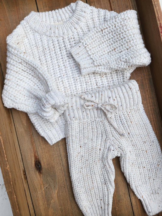 Chunky Knit Sweater + Pants Set: Coco speckle