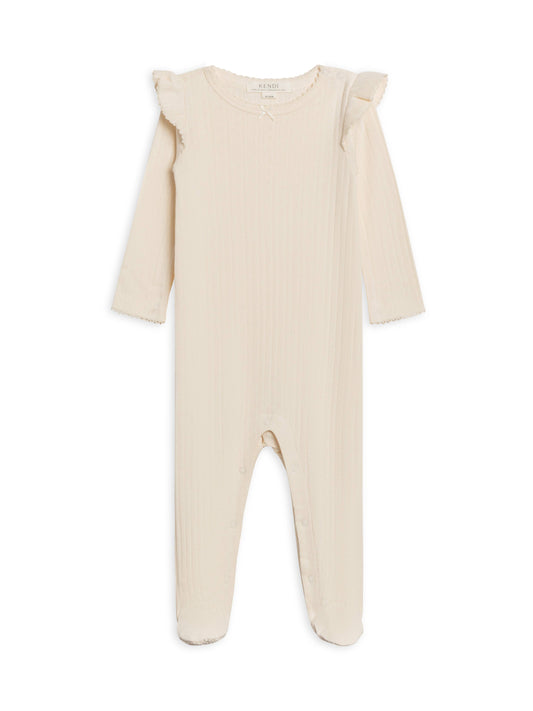 Addy Pointelle Flutter Sleeve Footie: Loren Floral