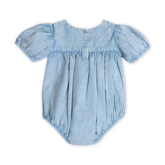 Aspen Soft Denim Washed Baby Romper