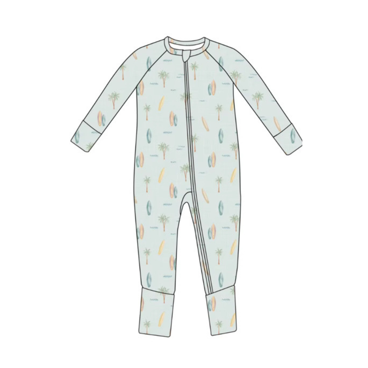 Bamboo Convertible Baby Footie Pajama - Surf