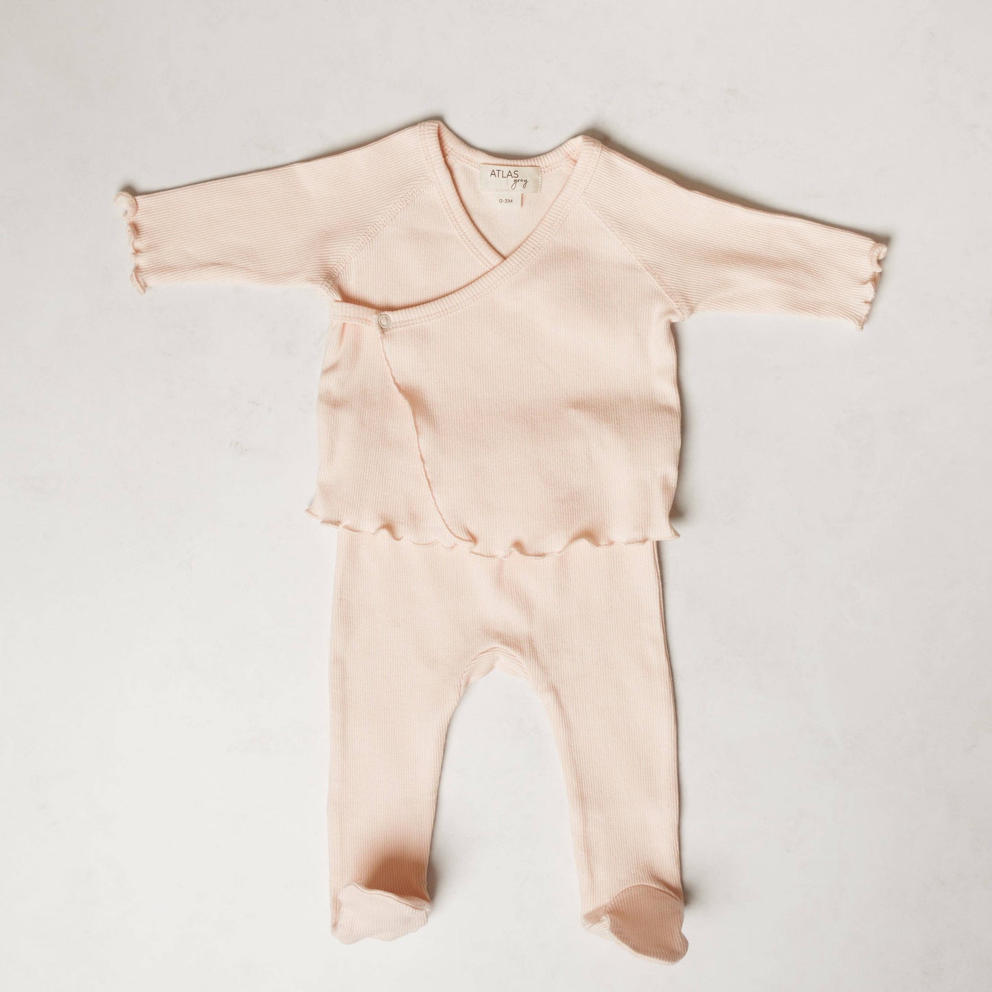 Kimono Ribbed Set: Peony - Newborn