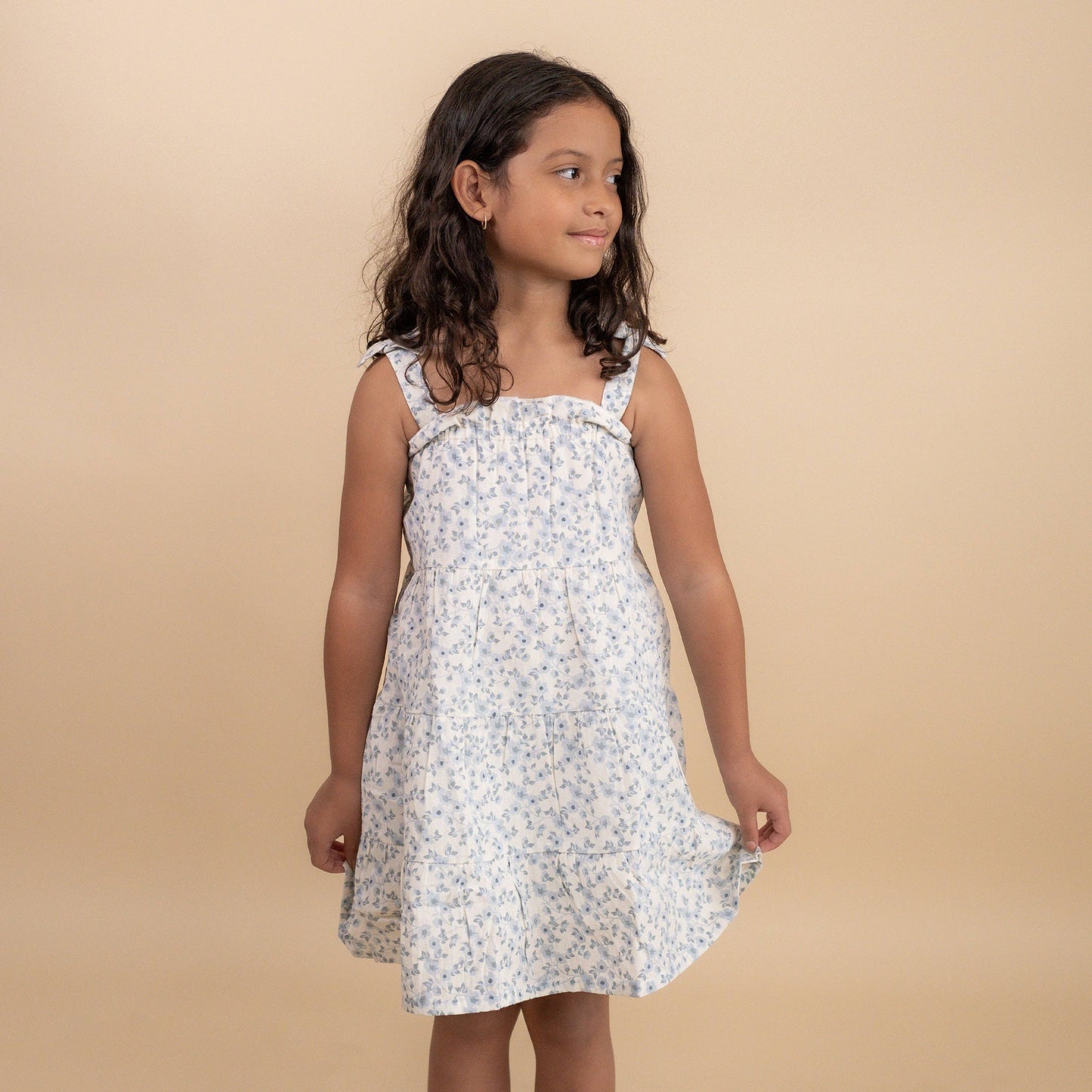 Organic Tiered Dress - Blue Vines