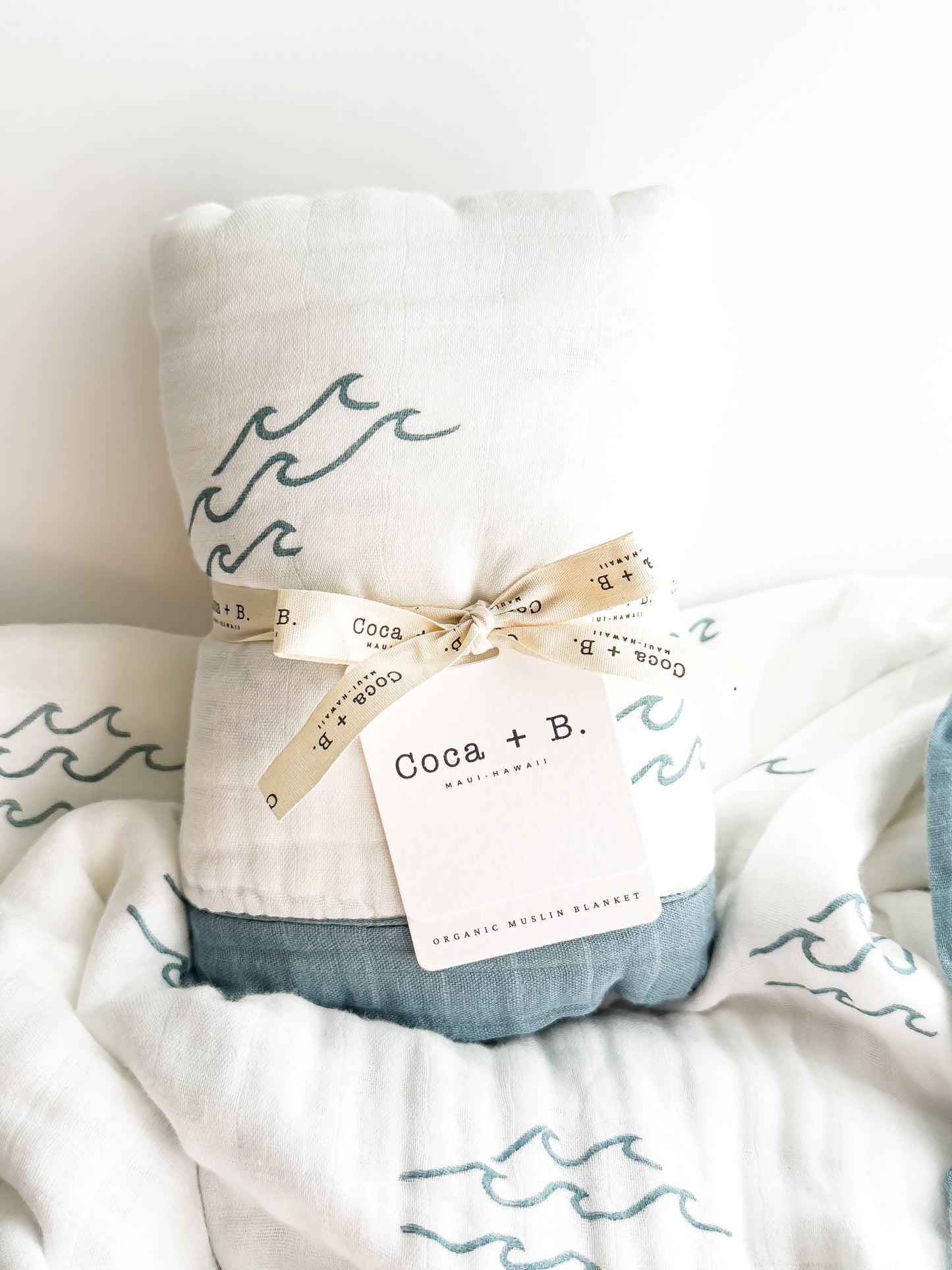 Nautical Surfer Wave Organic Bamboo Blanket - Beach Nursery