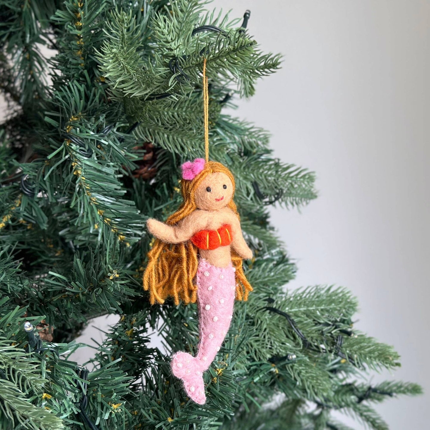 Felt Blond Pink Mermaid Ornament