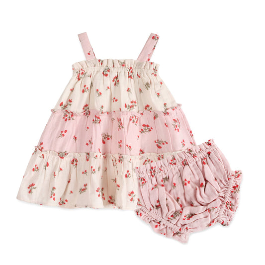 Bijou Tiered Floral Baby Dress + Bloomer