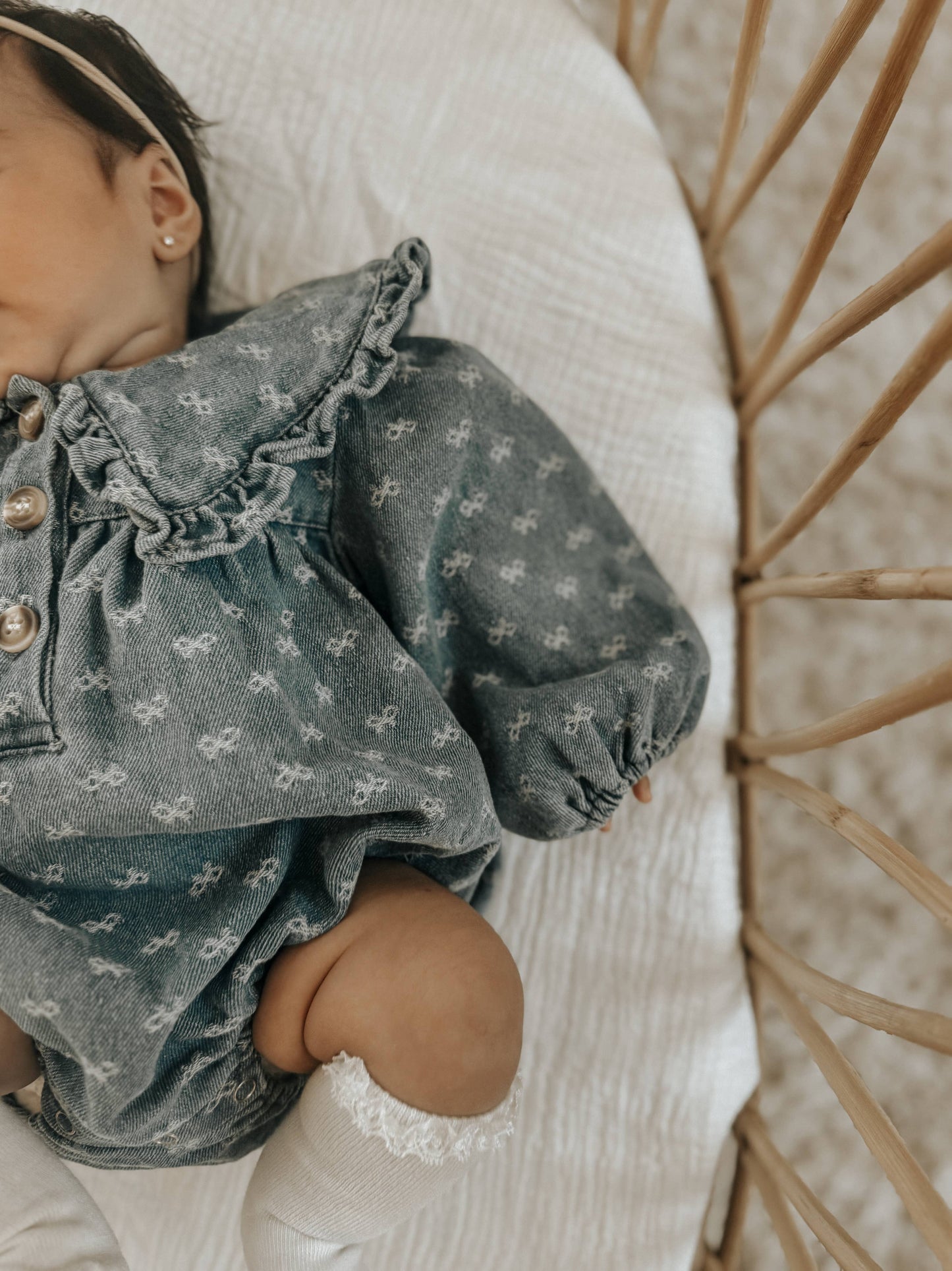 Bow Denim Bubble Romper