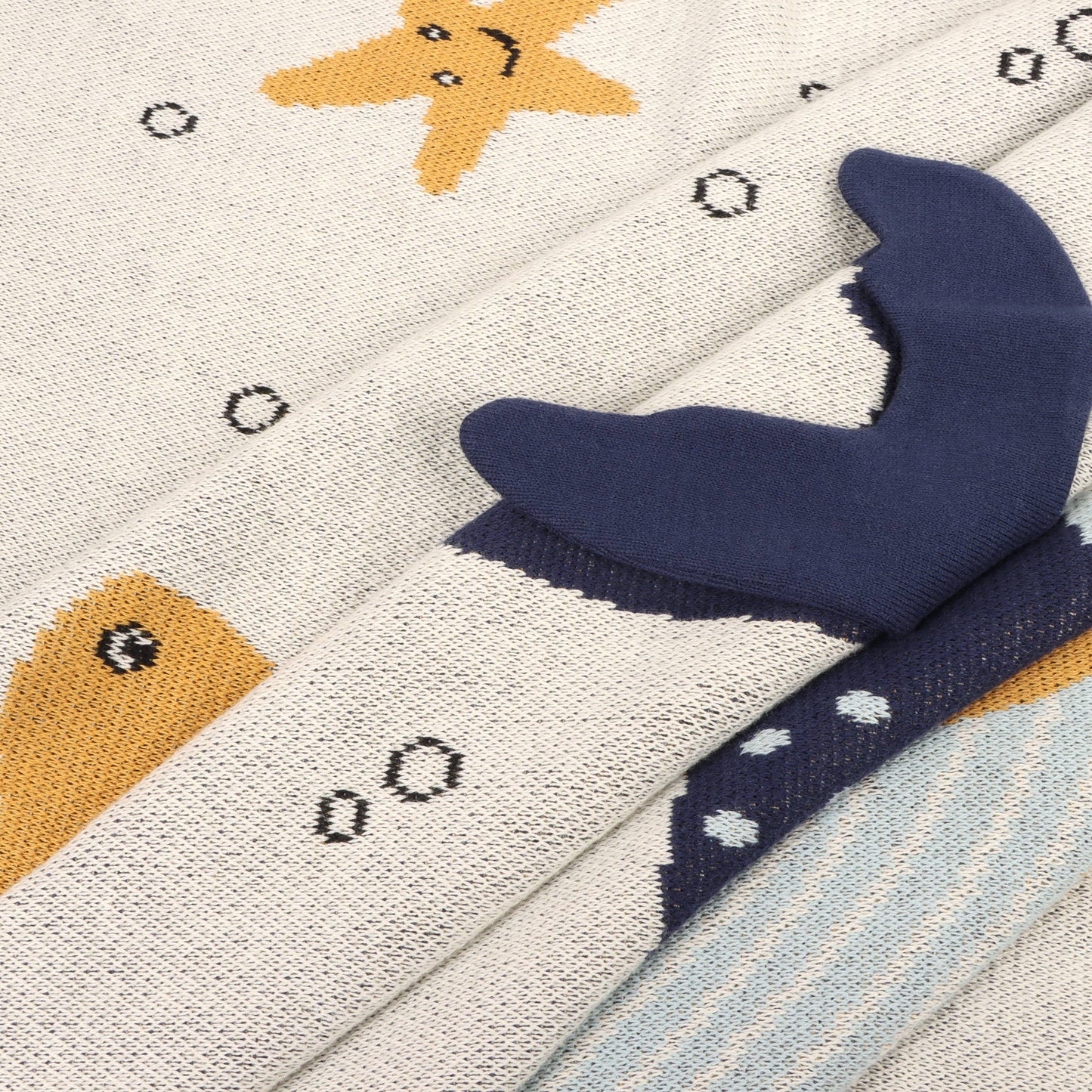 Ocean Life 3D - Organic Jacquard Sweater Knit Baby Blanket